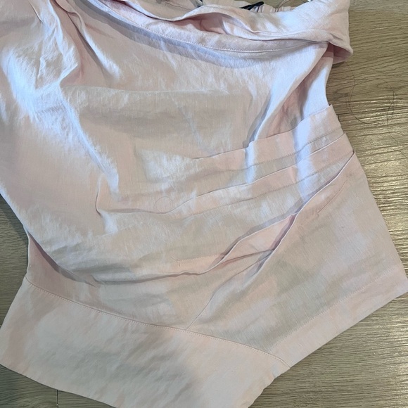 Zara asymmetrical  One Shoulder Pink Top Size Medium - Picture 7 of 10